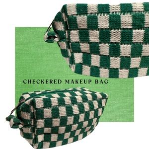 Green Checkered Makeup Bag